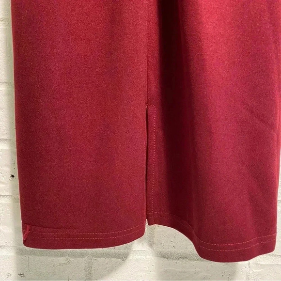 SHEIN Bodycon Dress Size Large Cape Sleeve Red Burgundy Cloth Waist Tie Date - Picture 4 of 12